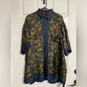 SA1- DRIES VAN NOTEN  Floral VISCOSE Tall Polo Shirt